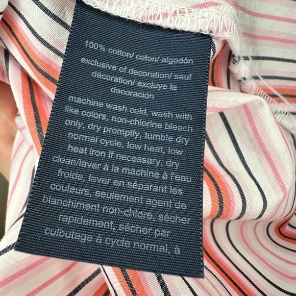 Tommy Hilfiger shirt dress cotton vertical stripe pink white button down belted‍ - Picture 12 of 15